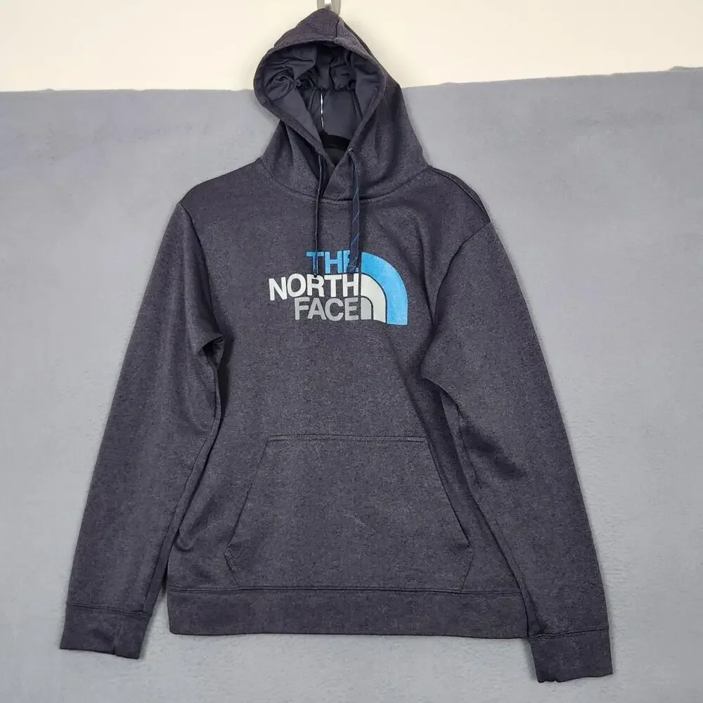 The North Face Hoodie Mens Large Gray Pullover Logo Fleece Kangaroo Pocket